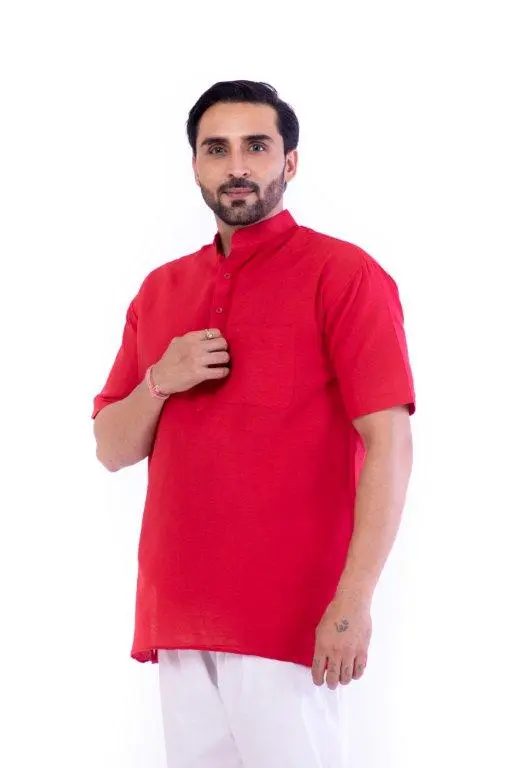 Plain Khadi Half Short Kurta